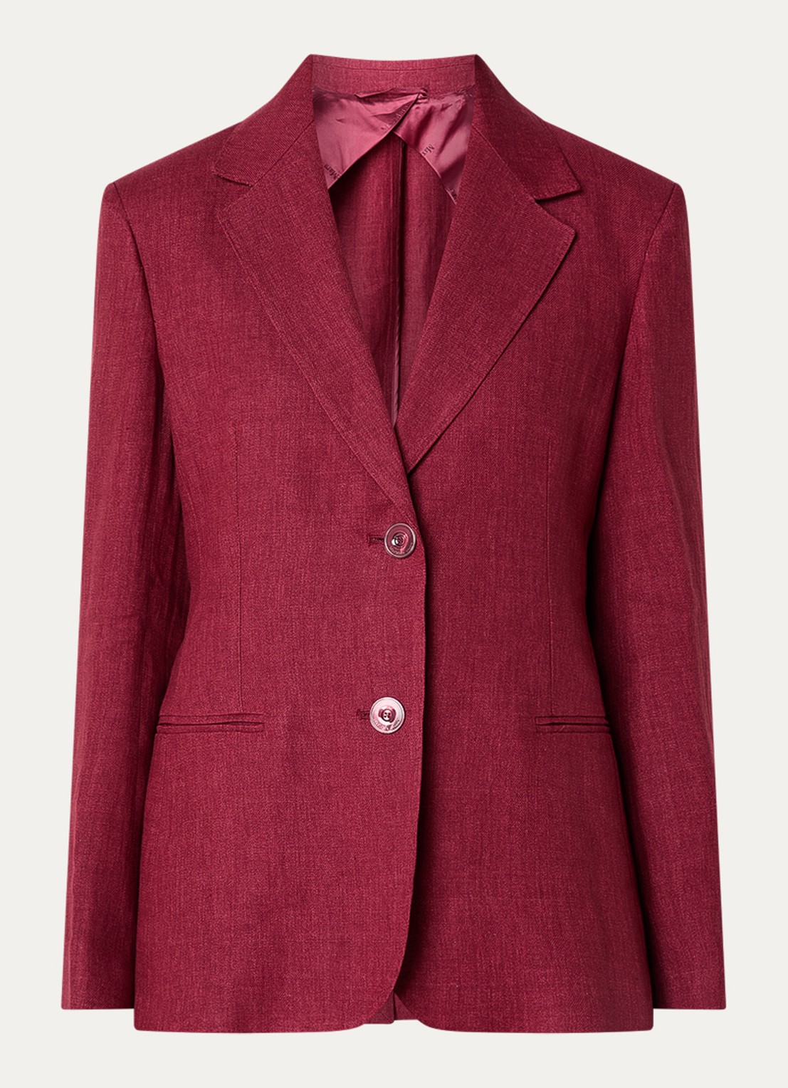 Max Mara Getailleerde blazer van linnen met steekzakken - voorkant 2 kastanjebruin