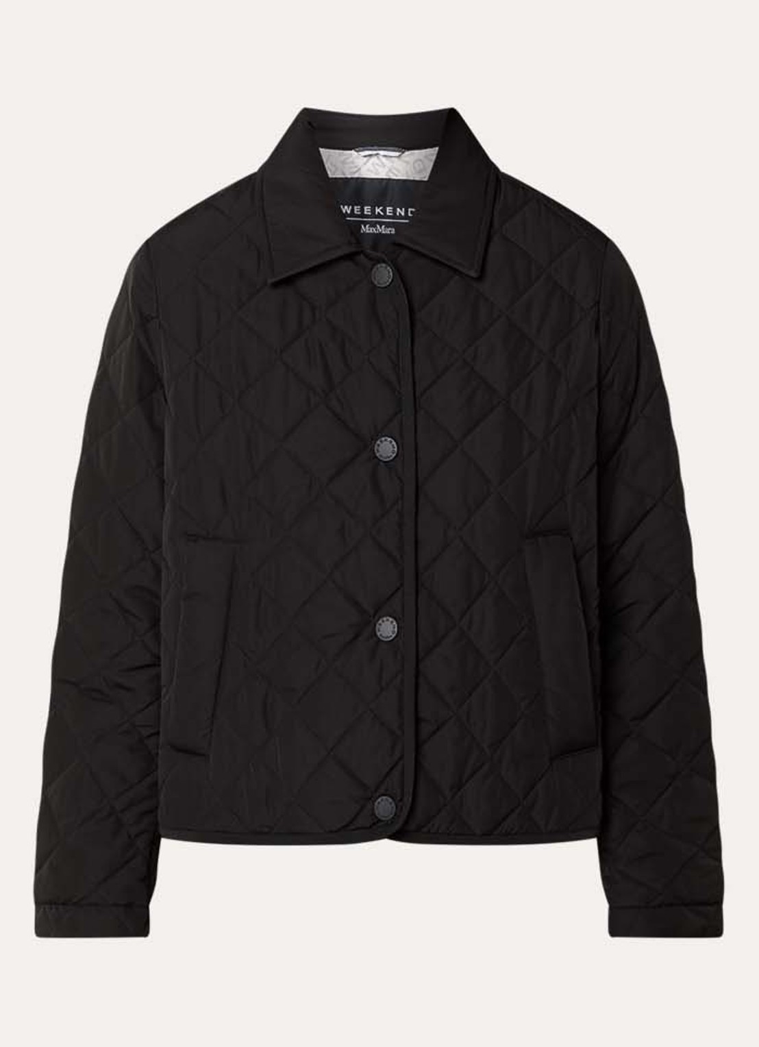 Max Mara Gewatteerd jack met quilt patroon en steekzakken - voorkant 2 zwart