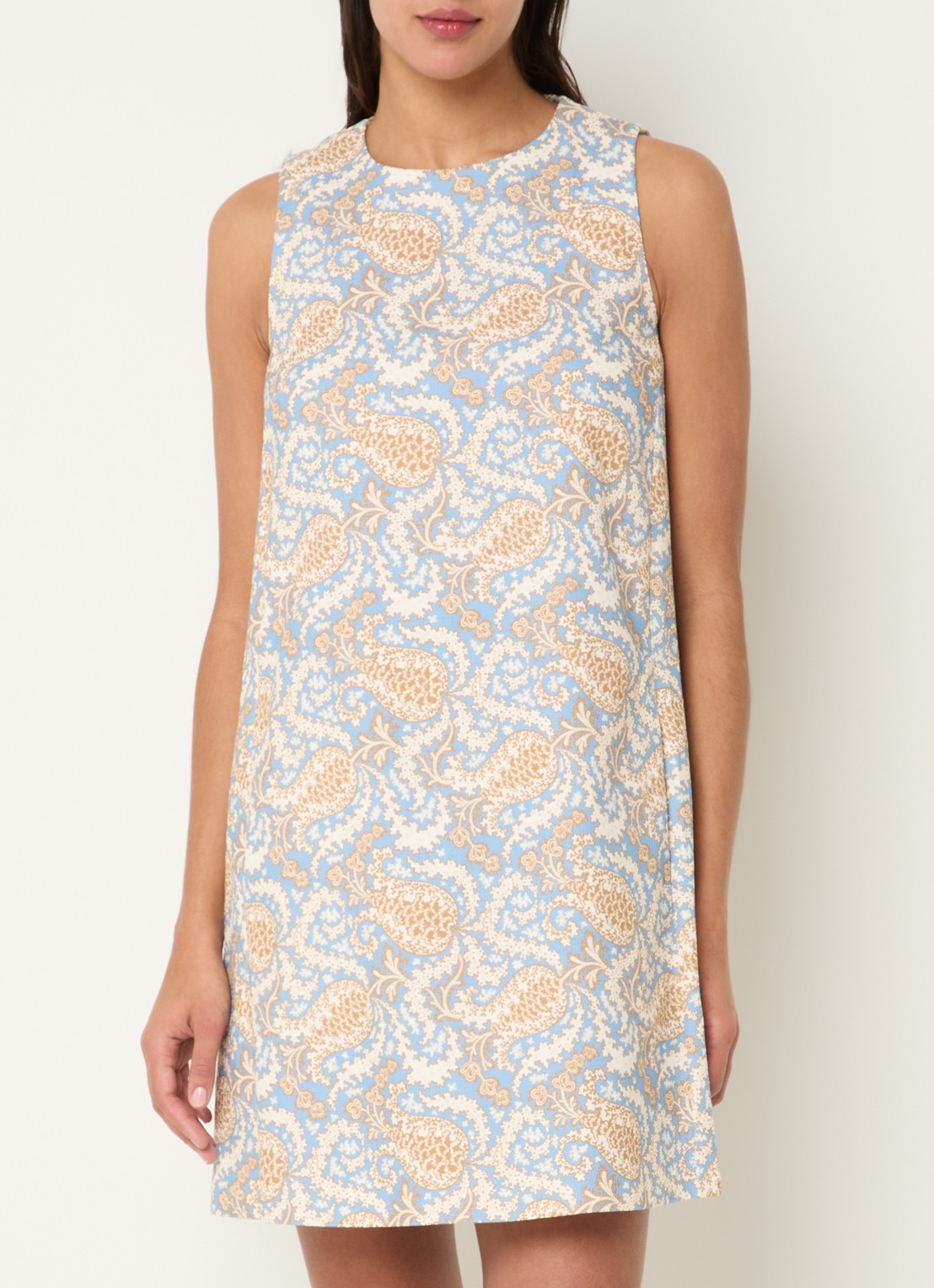 Max Mara Giallo mini jurk met print - detail 2 lichtblauw
