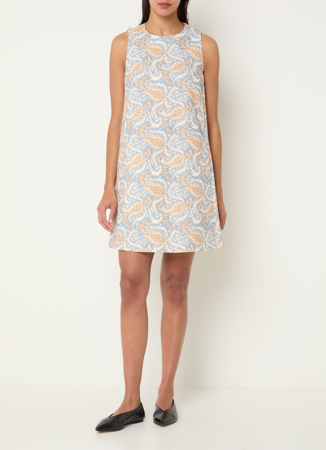 Max Mara Giallo mini jurk met print - voorkant 4 lichtblauw