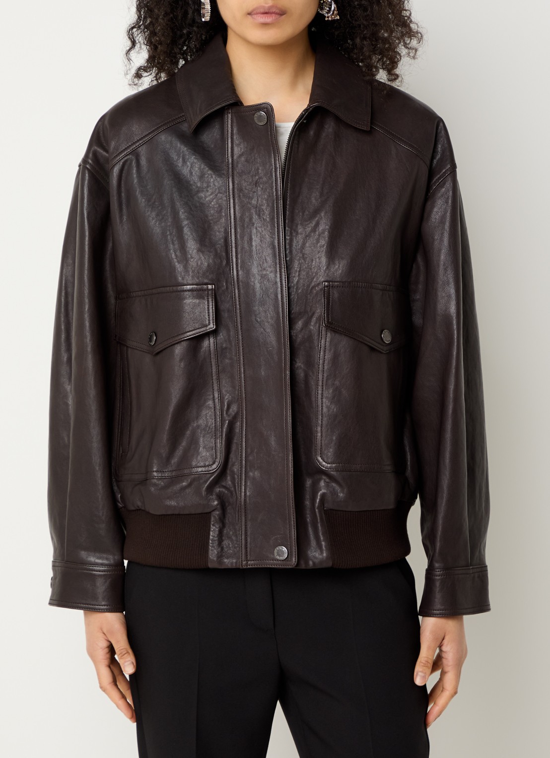 Max Mara Gigante jack van lamsleer - detail 3 donkerbruin
