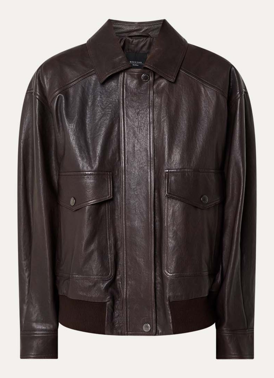 Max Mara Gigante jack van lamsleer - voorkant donkerbruin