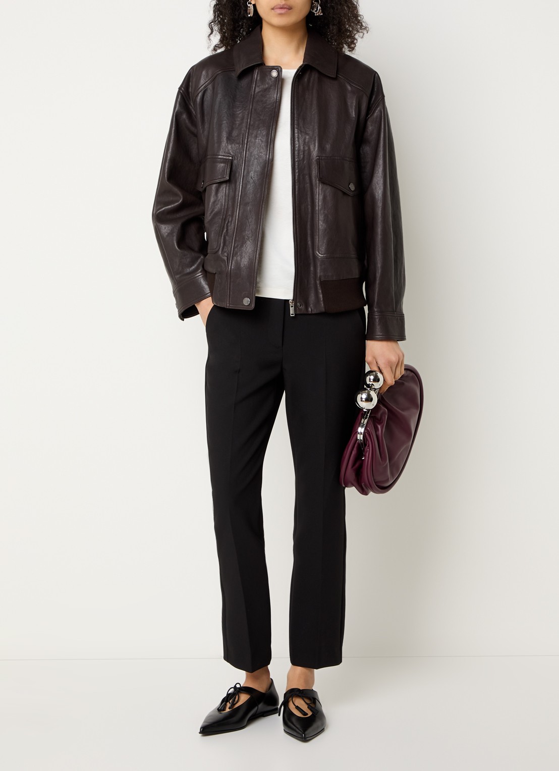 Max Mara Gigante jack van lamsleer - voorkant 2 donkerbruin