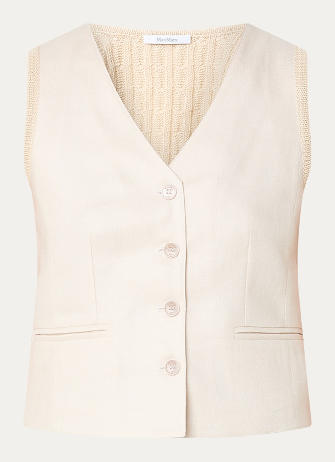 Max Mara Gilet van linnen - voorkant 3 beige