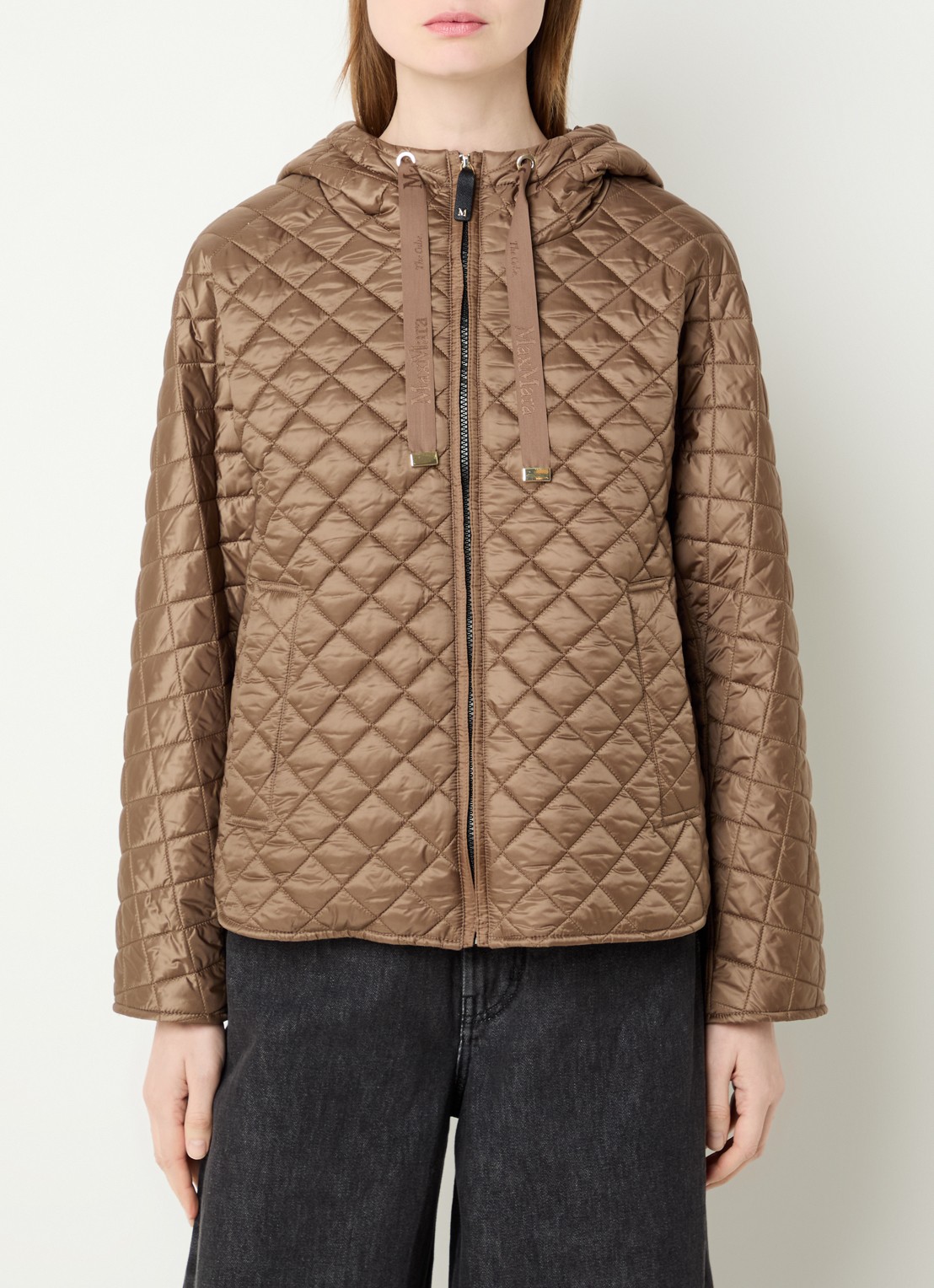 Max Mara Giorno gewatteerd jack met steekzakken en capuchon - detail 2 bruin