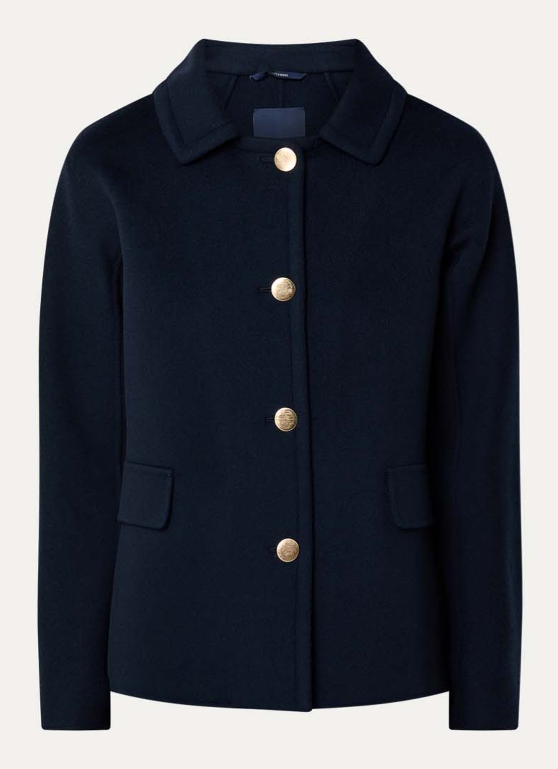 Max Mara Grazia mantel van scheerwol  - voorkant donkerblauw