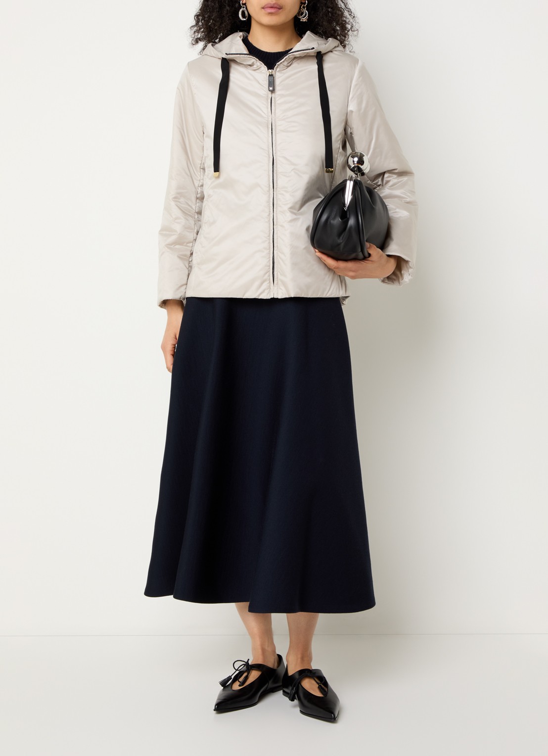 Max Mara Greenh jack met capuchon - voorkant 2 creme