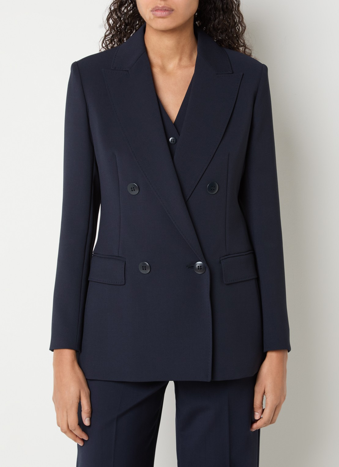 Max Mara Grembo double-breasted blazer van scheerwol met klepzakken - detail 2 donkerblauw