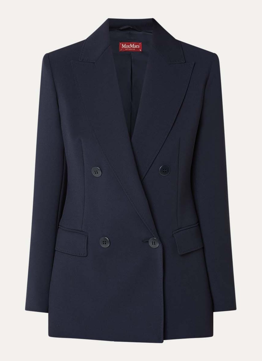 Max Mara Grembo double-breasted blazer van scheerwol met klepzakken - voorkant 3 donkerblauw