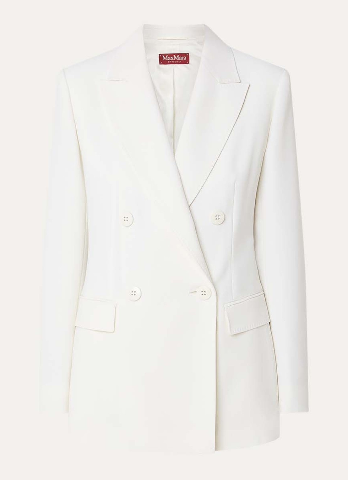 Max Mara Grembo double-breasted blazer van scheerwol met klepzakken - voorkant 3 wit