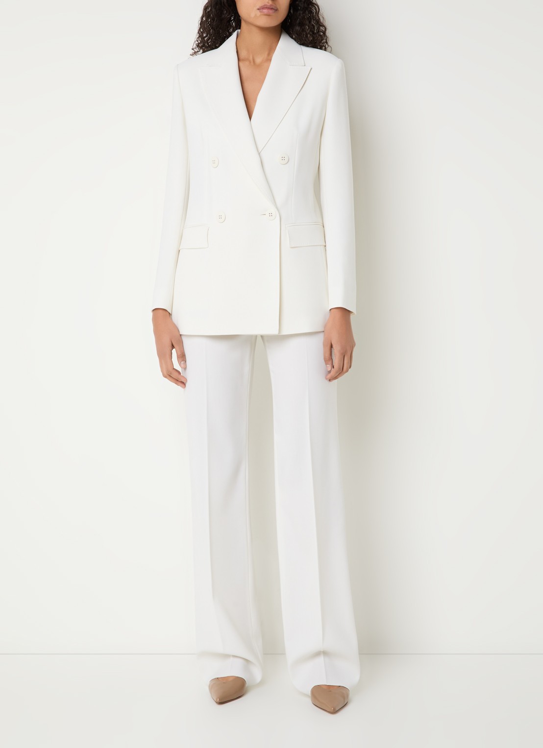 Max Mara Grembo double-breasted blazer van scheerwol met klepzakken - voorkant 4 wit