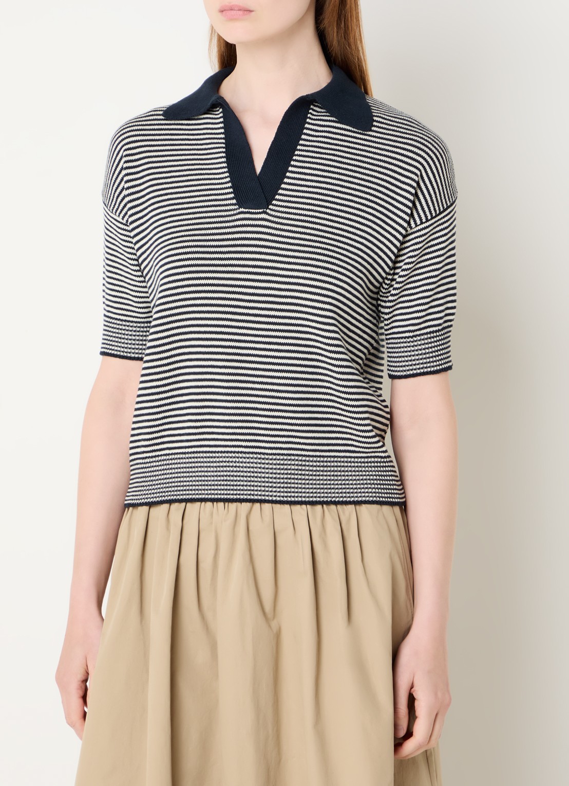 Max Mara Grofgebreide trui met streepprint - detail 3 donkerblauw