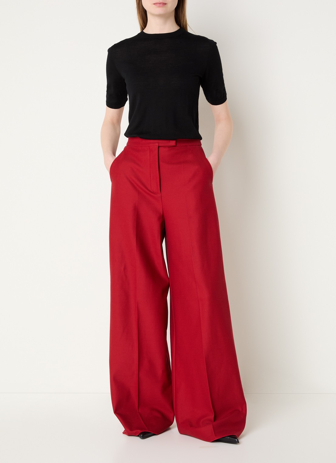 Max Mara High waist loose fit pantalon met steekzakken - voorkant 4 rood