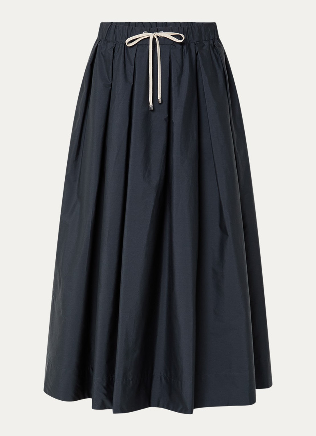 Max Mara High waist midi rok met trekkoord - voorkant 2 staalblauw