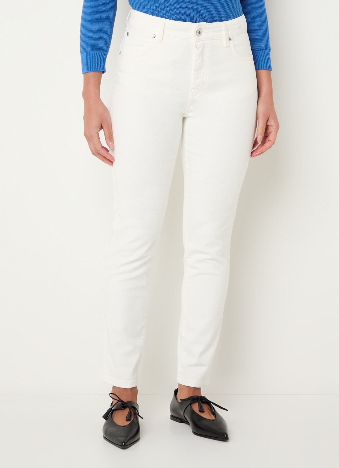 Max Mara High waist slim fit jeans met gekleurde wassing - detail wit