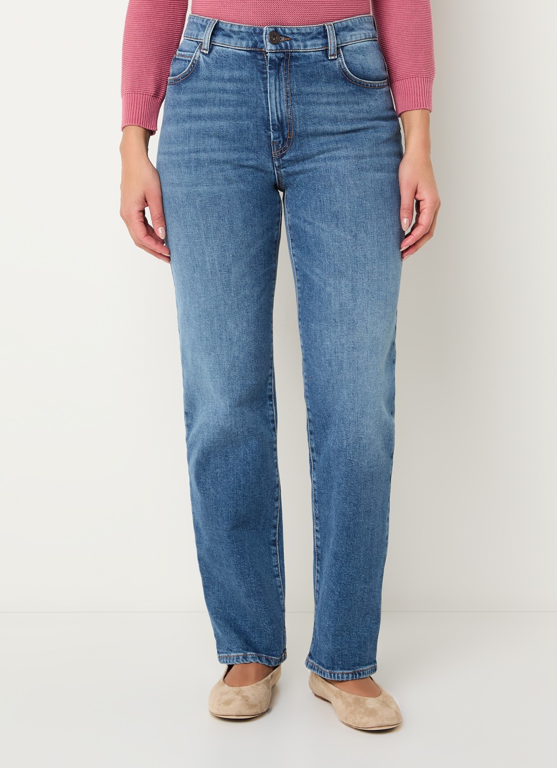 Max Mara High waist slim fit jeans met medium wassing - detail indigo