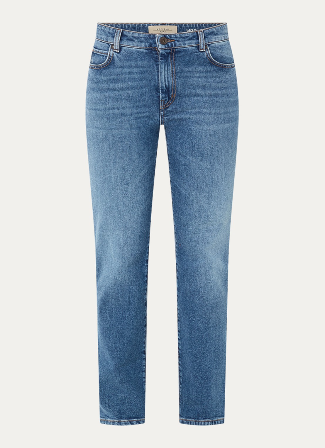 Max Mara High waist slim fit jeans met medium wassing - voorkant 4 indigo