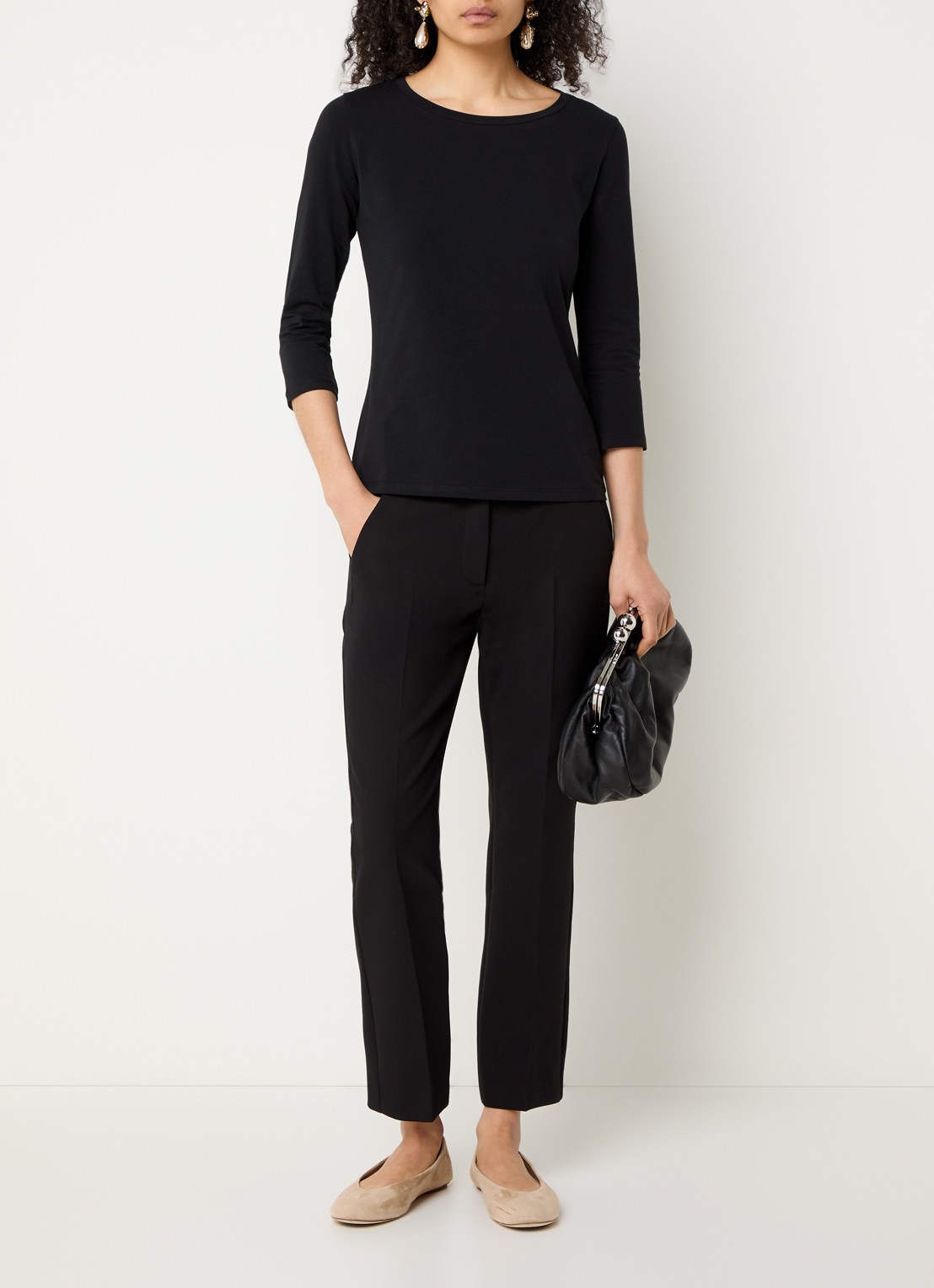 Max Mara High waist slim fit pantalon met steekzakken - voorkant 3 zwart