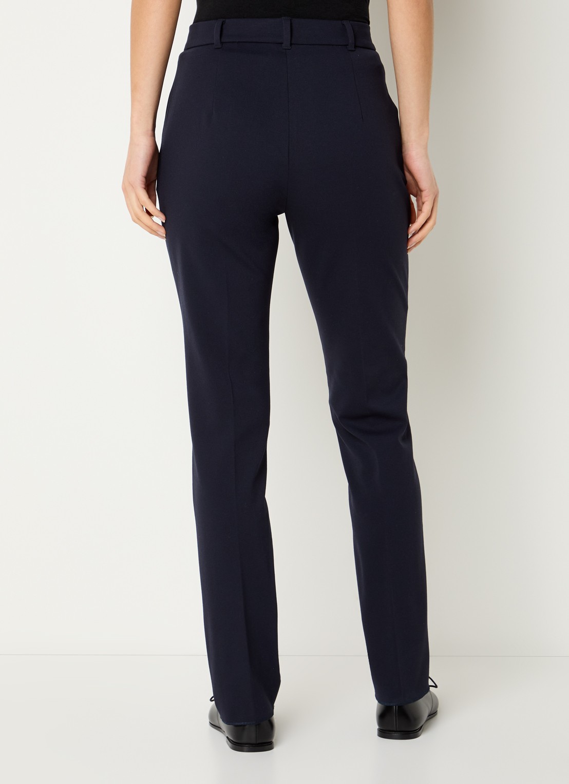 Max Mara High waist slim fit pantalon van jersey met steekzakken - achterkant 4 donkerblauw