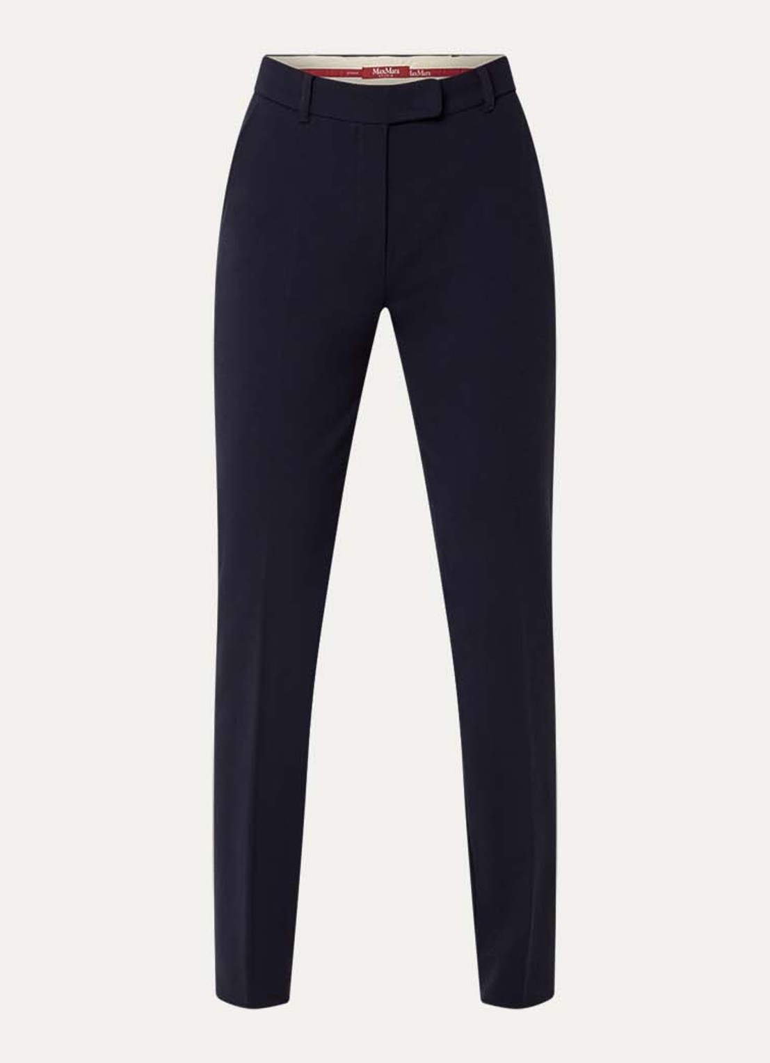 Max Mara High waist slim fit pantalon van jersey met steekzakken - voorkant 2 donkerblauw