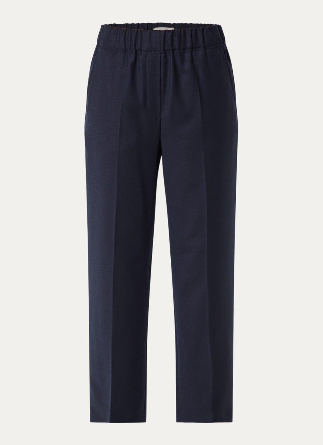 Max Mara High waist straight fit broek van wol met steekzakken - voorkant 3 donkerblauw