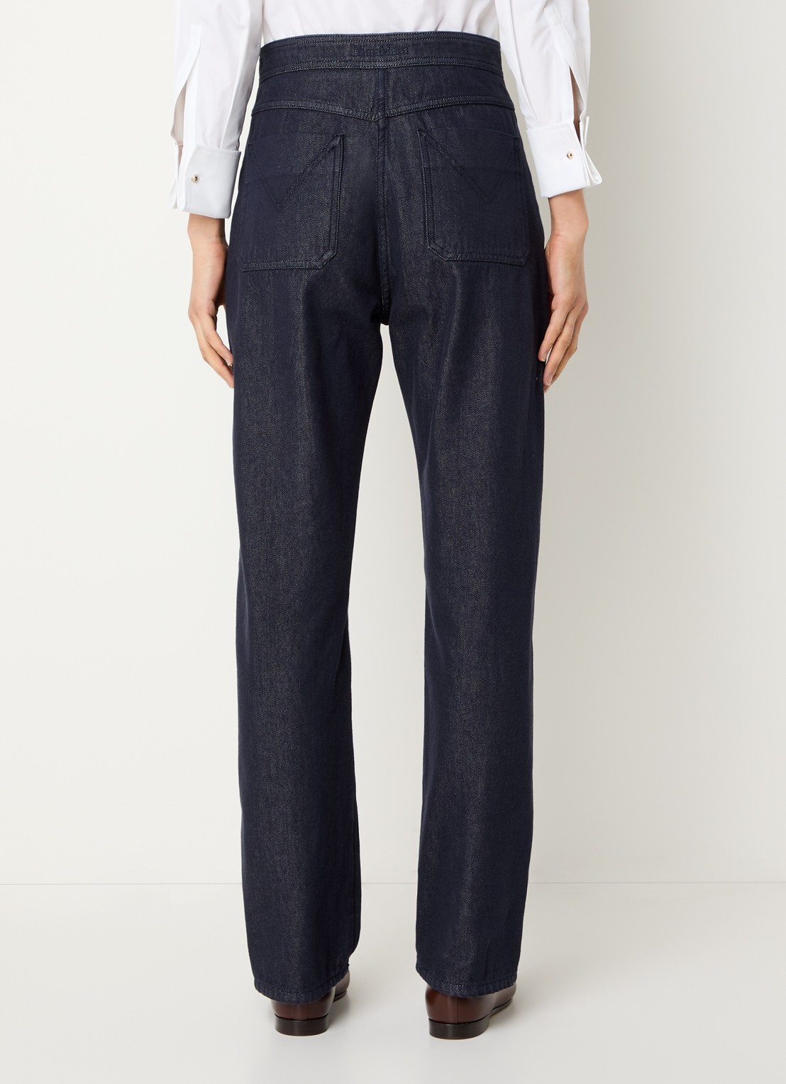 Max Mara High waist straight leg jeans met donkere wassing - achterkant indigo