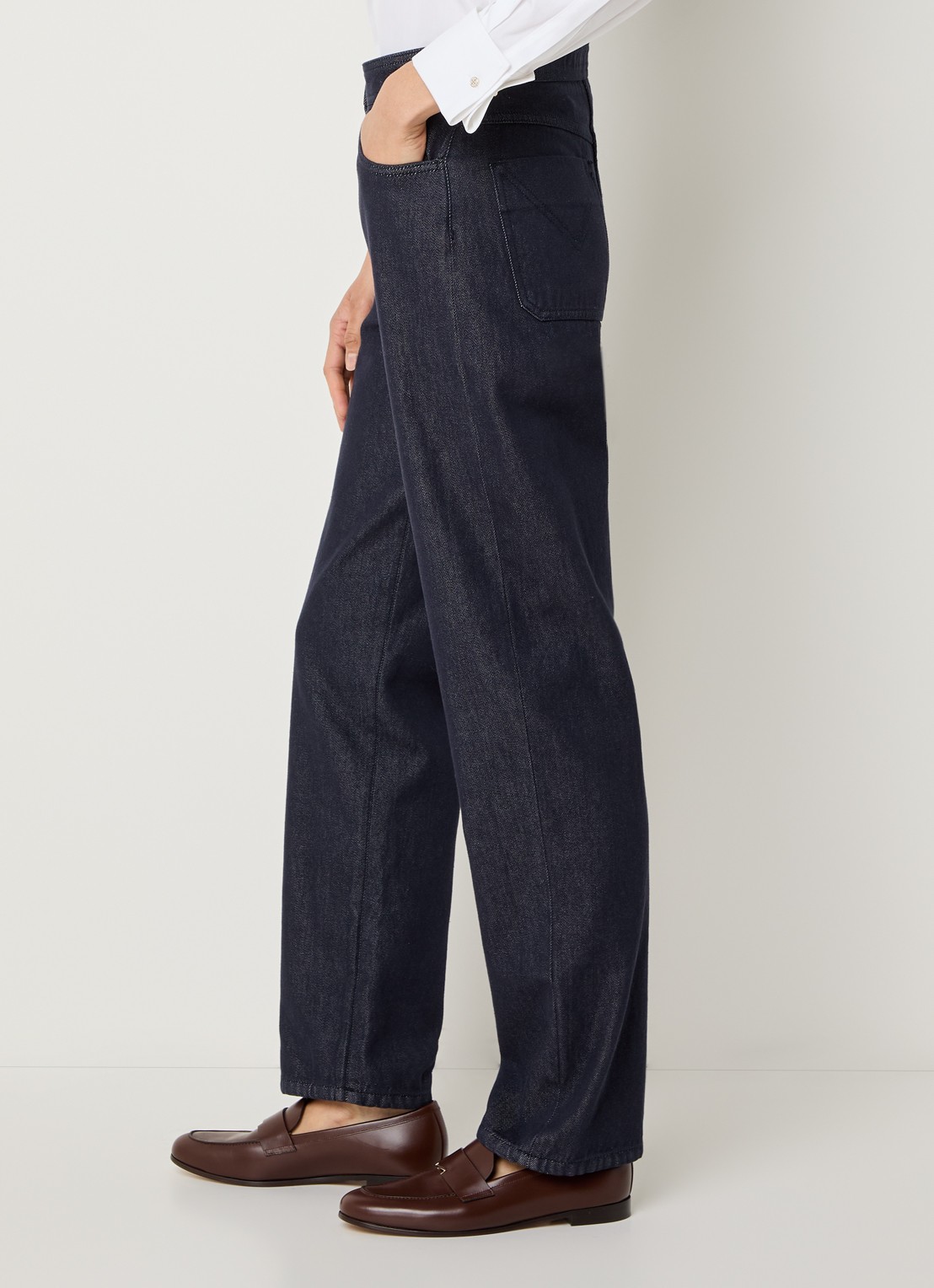 Max Mara High waist straight leg jeans met donkere wassing - detail 3 indigo