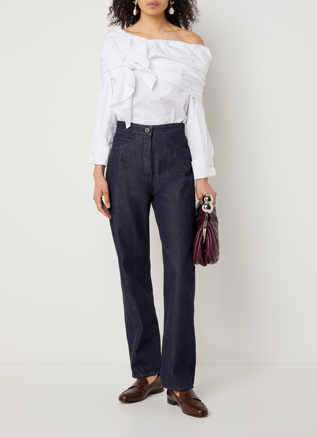 Max Mara High waist straight leg jeans met donkere wassing - voorkant 5 indigo