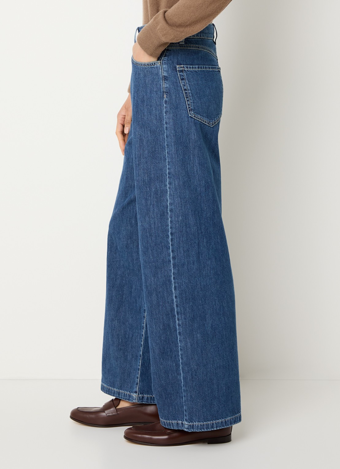Max Mara High waist straight leg jeans met medium wassing - detail 3 indigo
