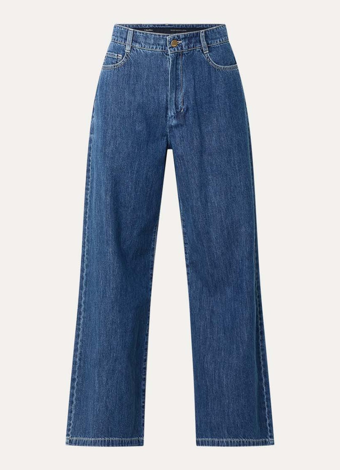 Max Mara High waist straight leg jeans met medium wassing - voorkant 4 indigo