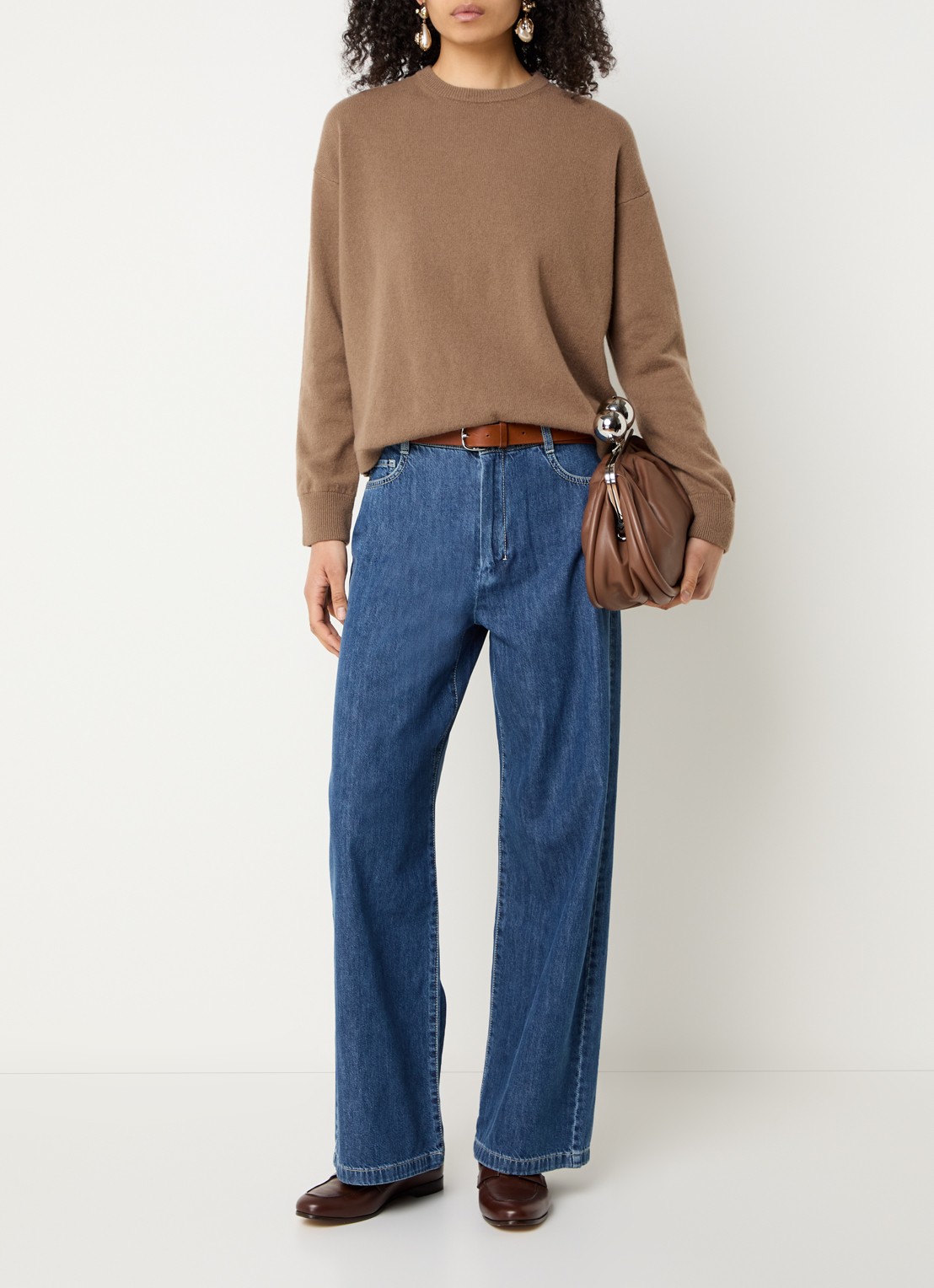 Max Mara High waist straight leg jeans met medium wassing - voorkant 5 indigo