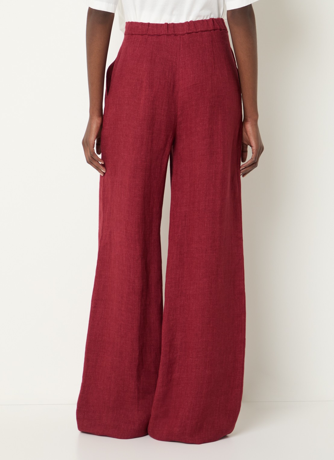 Max Mara High waist wide fit broek met steekzakken - achterkant cranberryrood