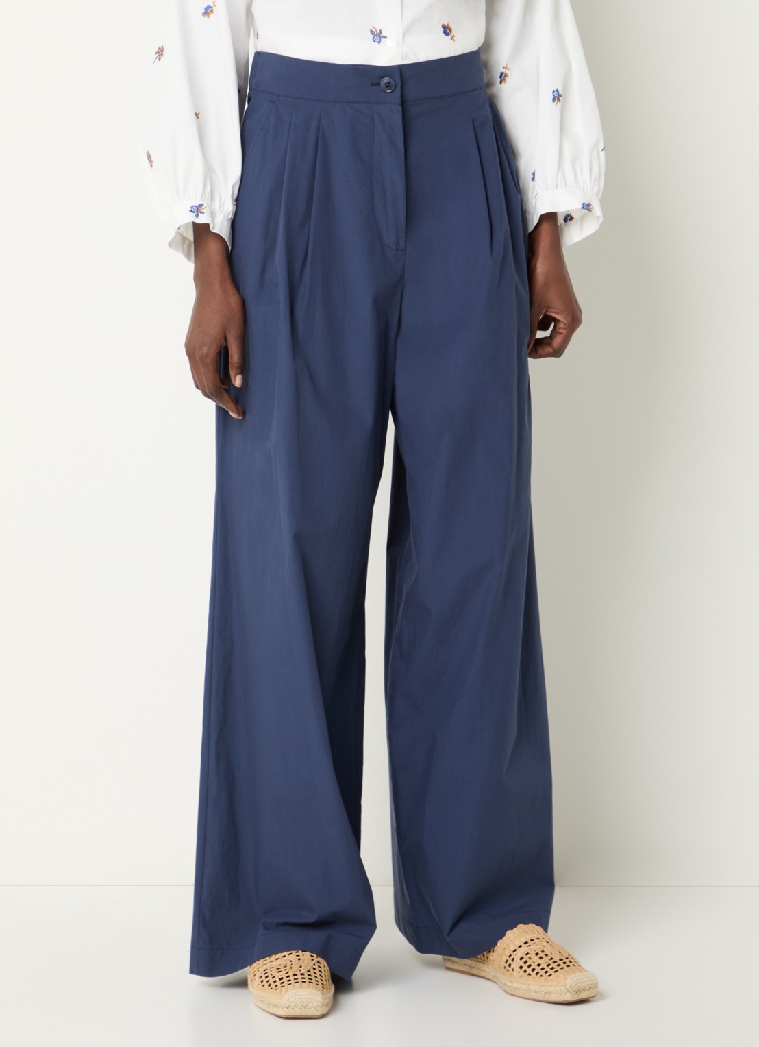Max Mara High waist wide fit broek met steekzakken - detail 3 blauw