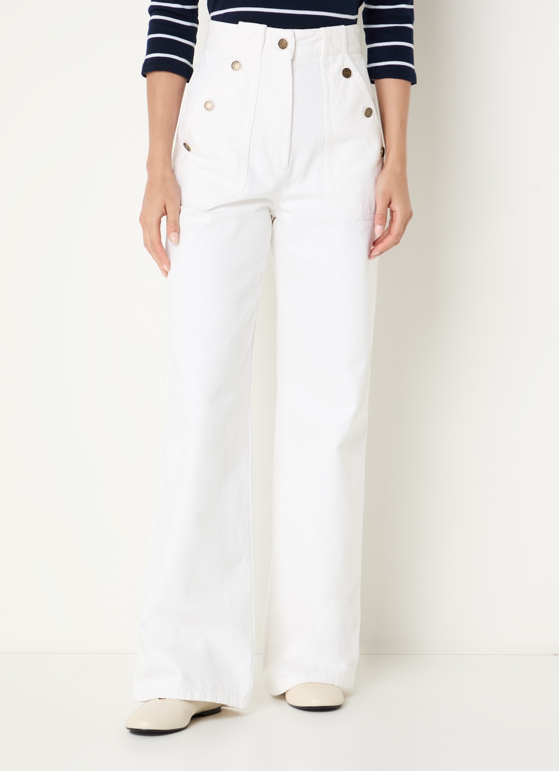 Max Mara High waist wide fit jeans met gekleurde wassing - detail wit