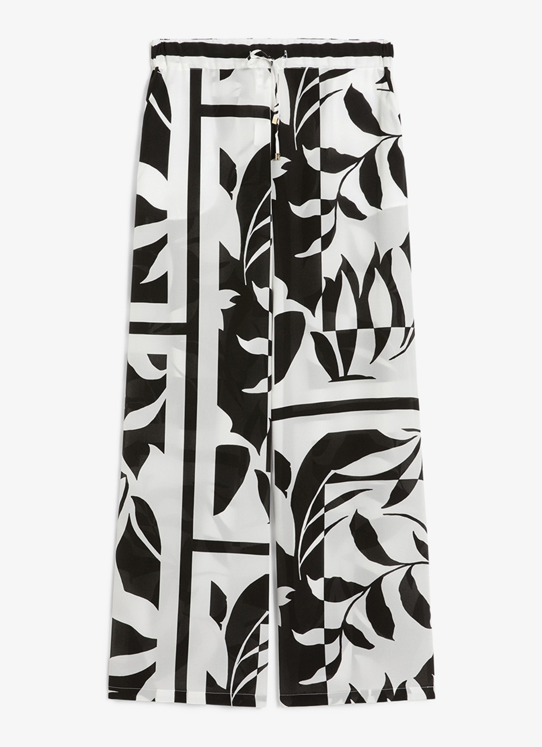 Max Mara High waist wide fit palazzo broek van zijde - voorkant 4 zwart