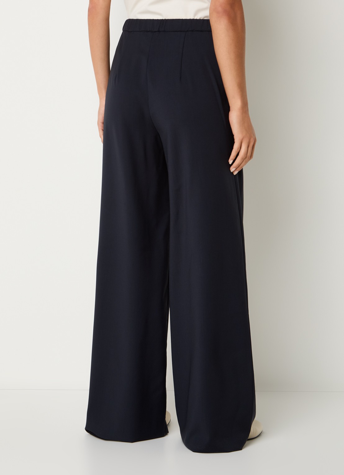Max Mara High waist wide fit pantalon met steekzakken - achterkant donkerblauw