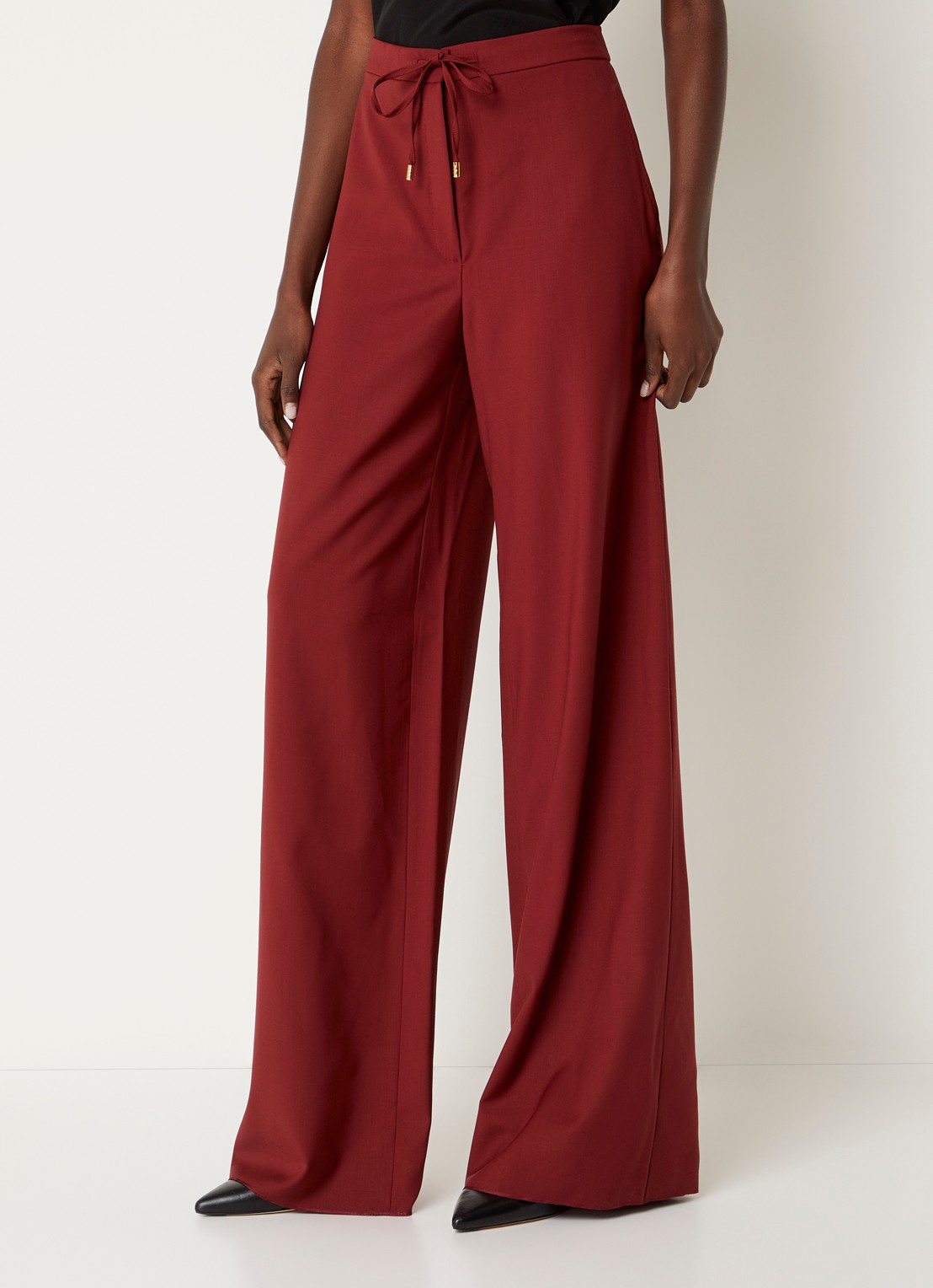 Max Mara High waist wide fit pantalon met steekzakken - detail 2 steenrood