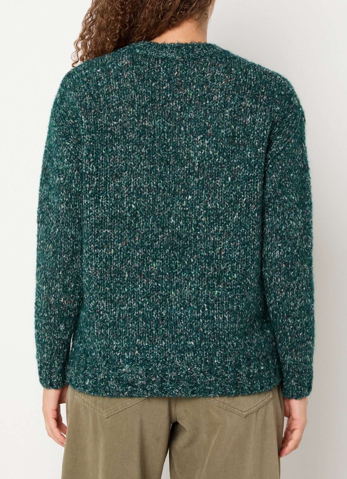 Max Mara Hobby grofgebreide trui in alpaca wolblend - achterkant groen