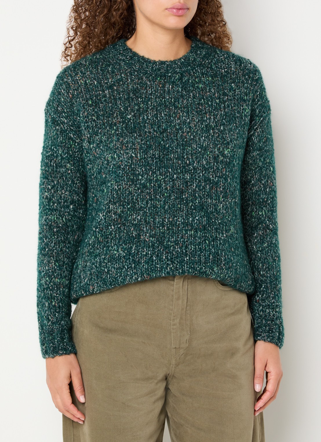 Max Mara Hobby grofgebreide trui in alpaca wolblend - detail 4 groen