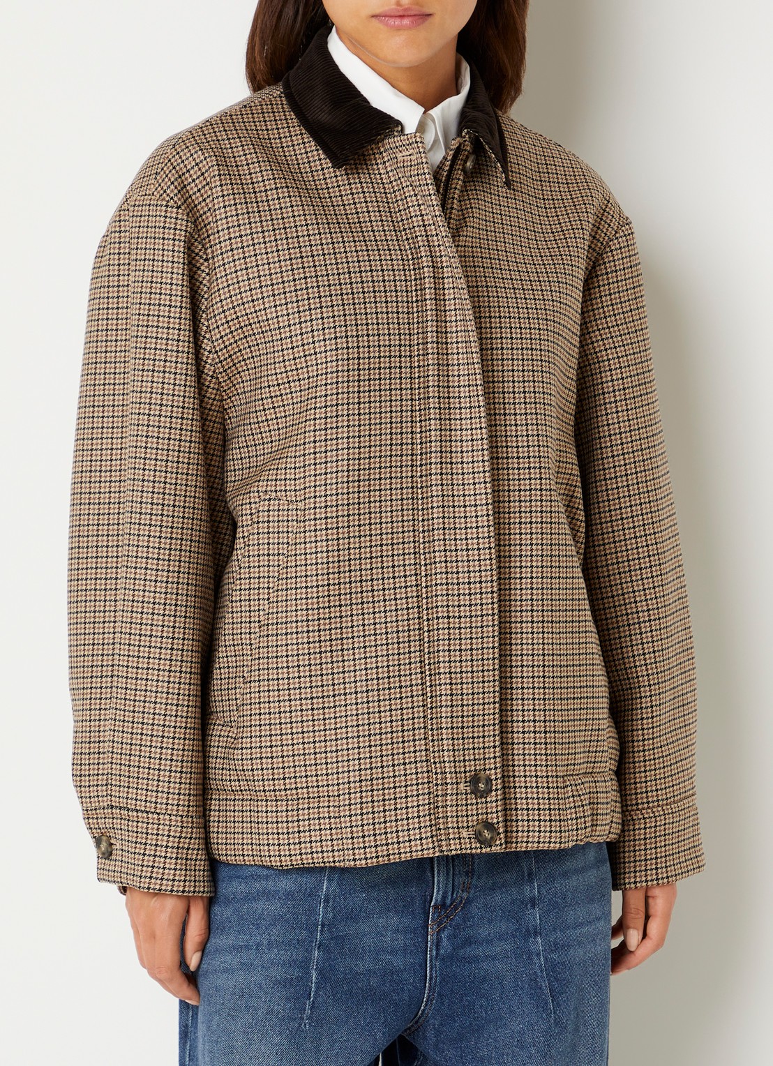 Max Mara Jack van scheerwol met pied-de-poule dessin - detail 4 beige