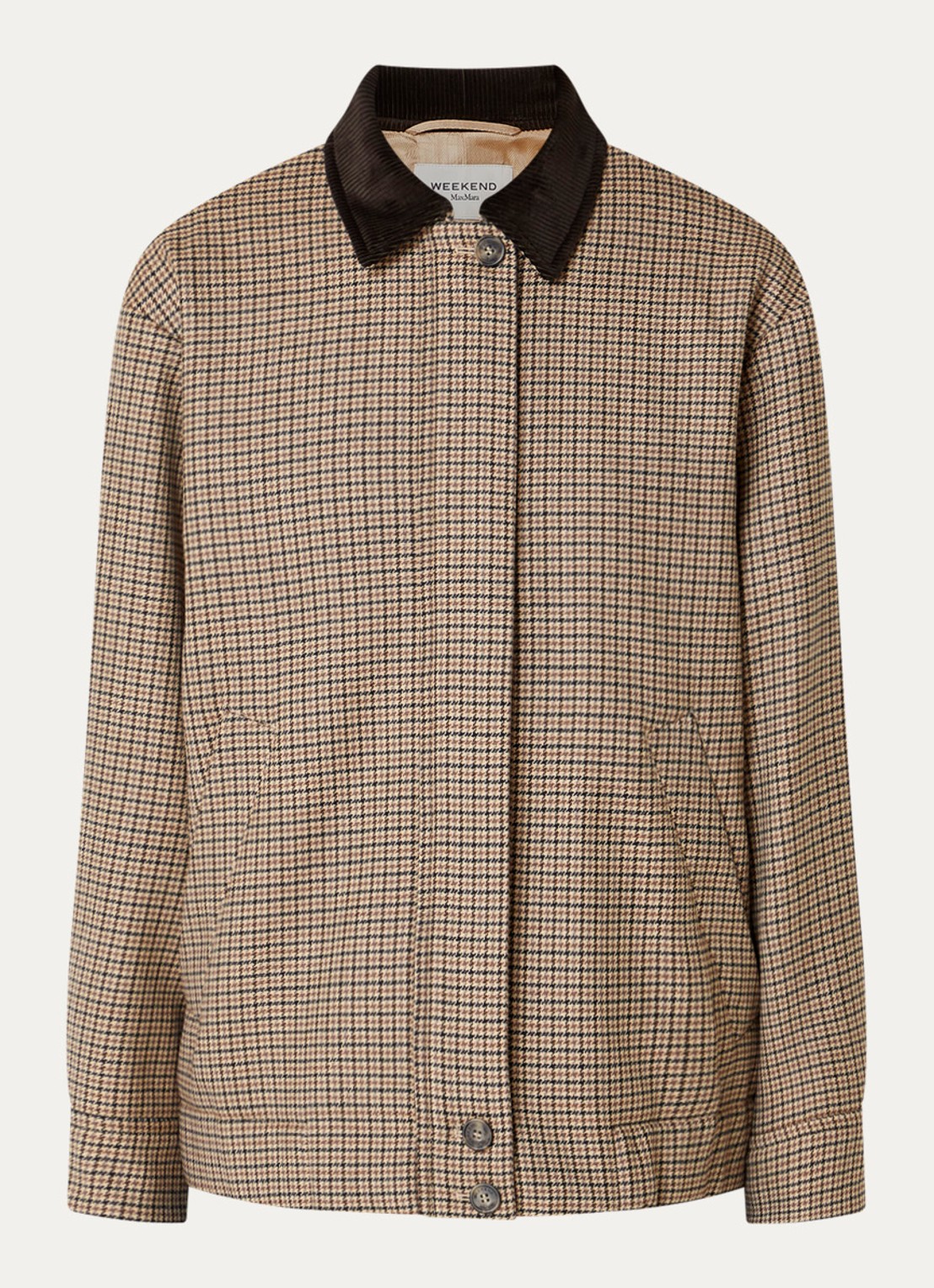 Max Mara Jack van scheerwol met pied-de-poule dessin - voorkant 2 beige