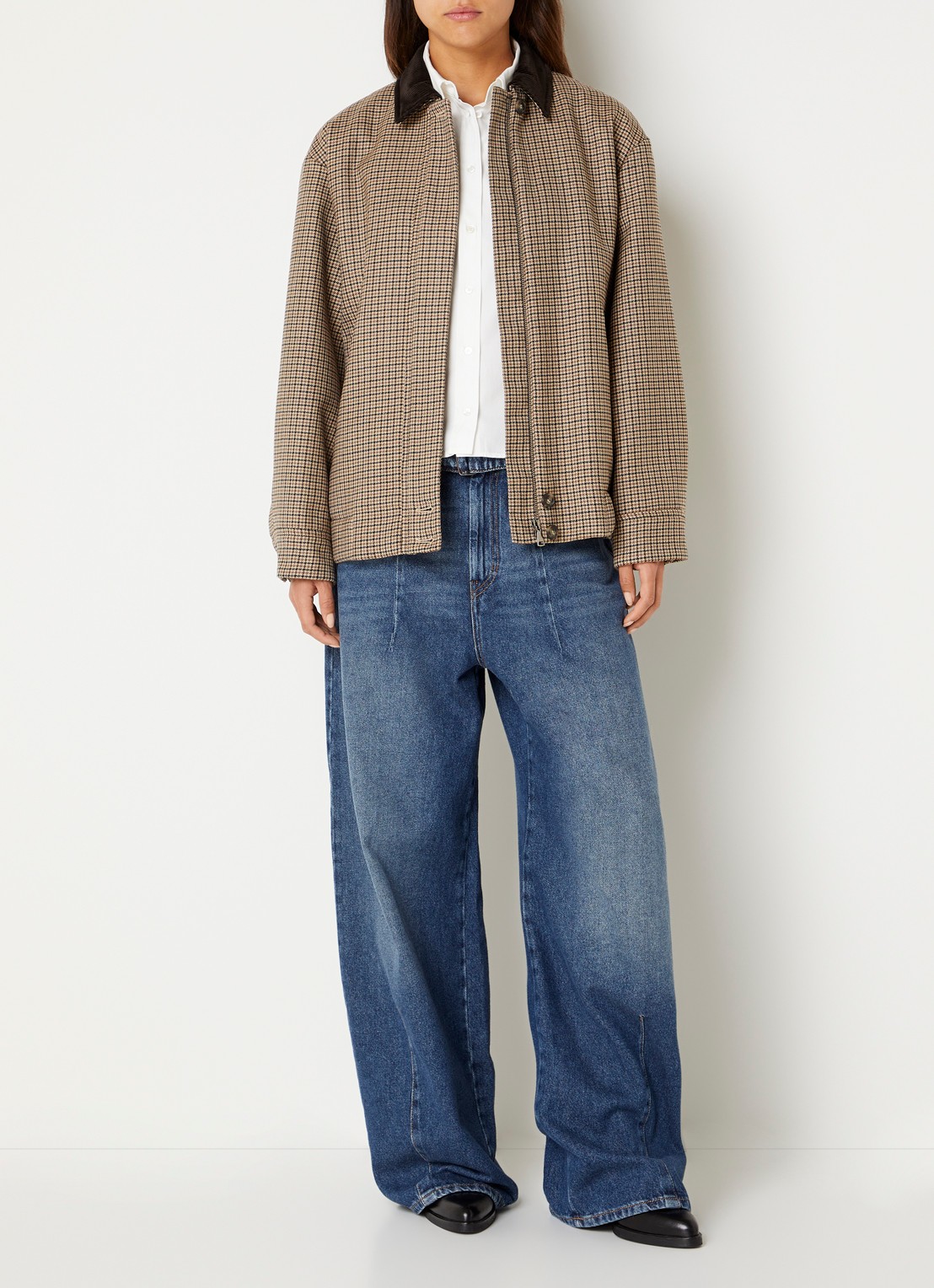 Max Mara Jack van scheerwol met pied-de-poule dessin - voorkant 3 beige