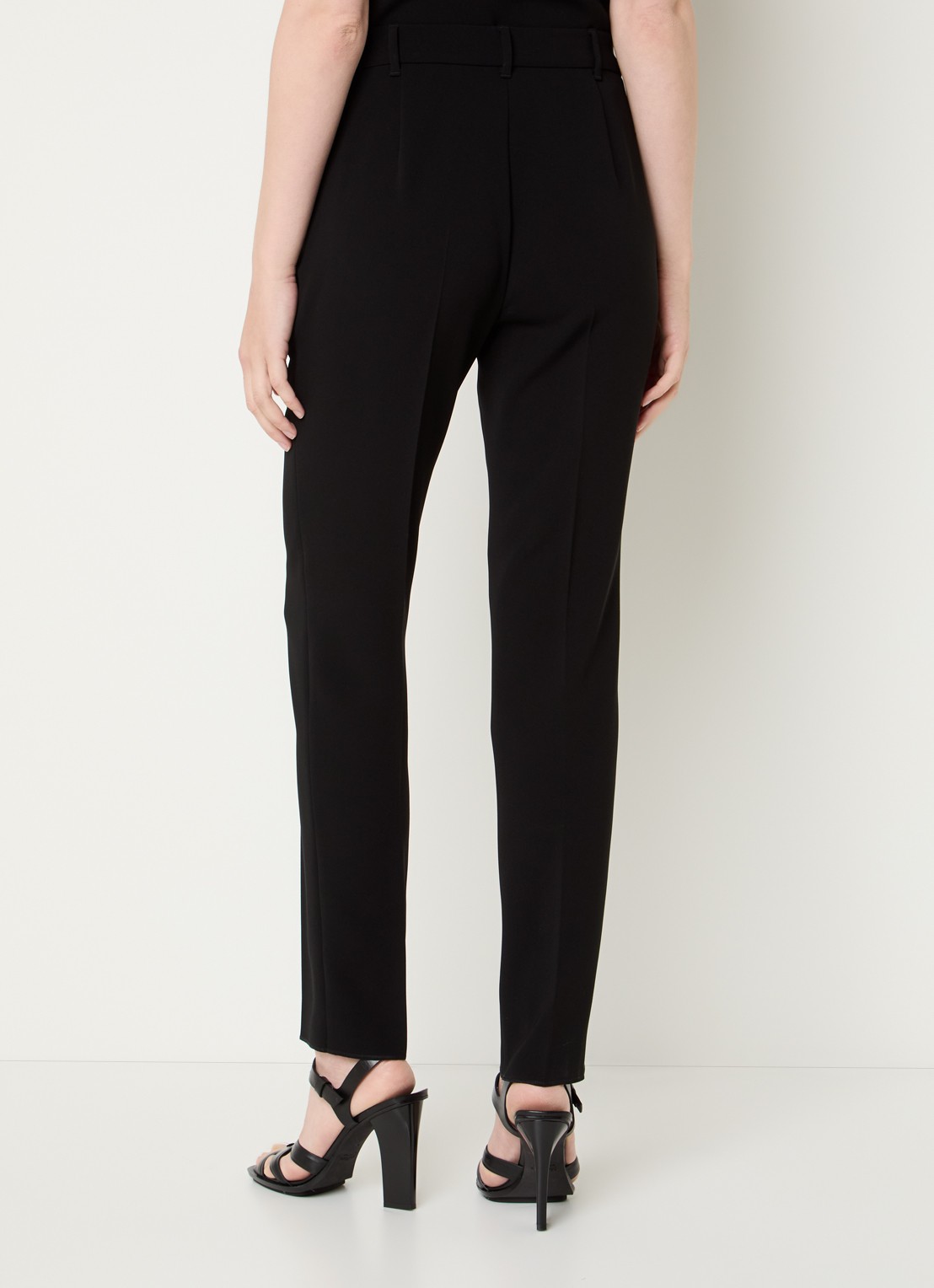 Max Mara Jerta high waist slim fit pantalon met steekzakken  - achterkant zwart