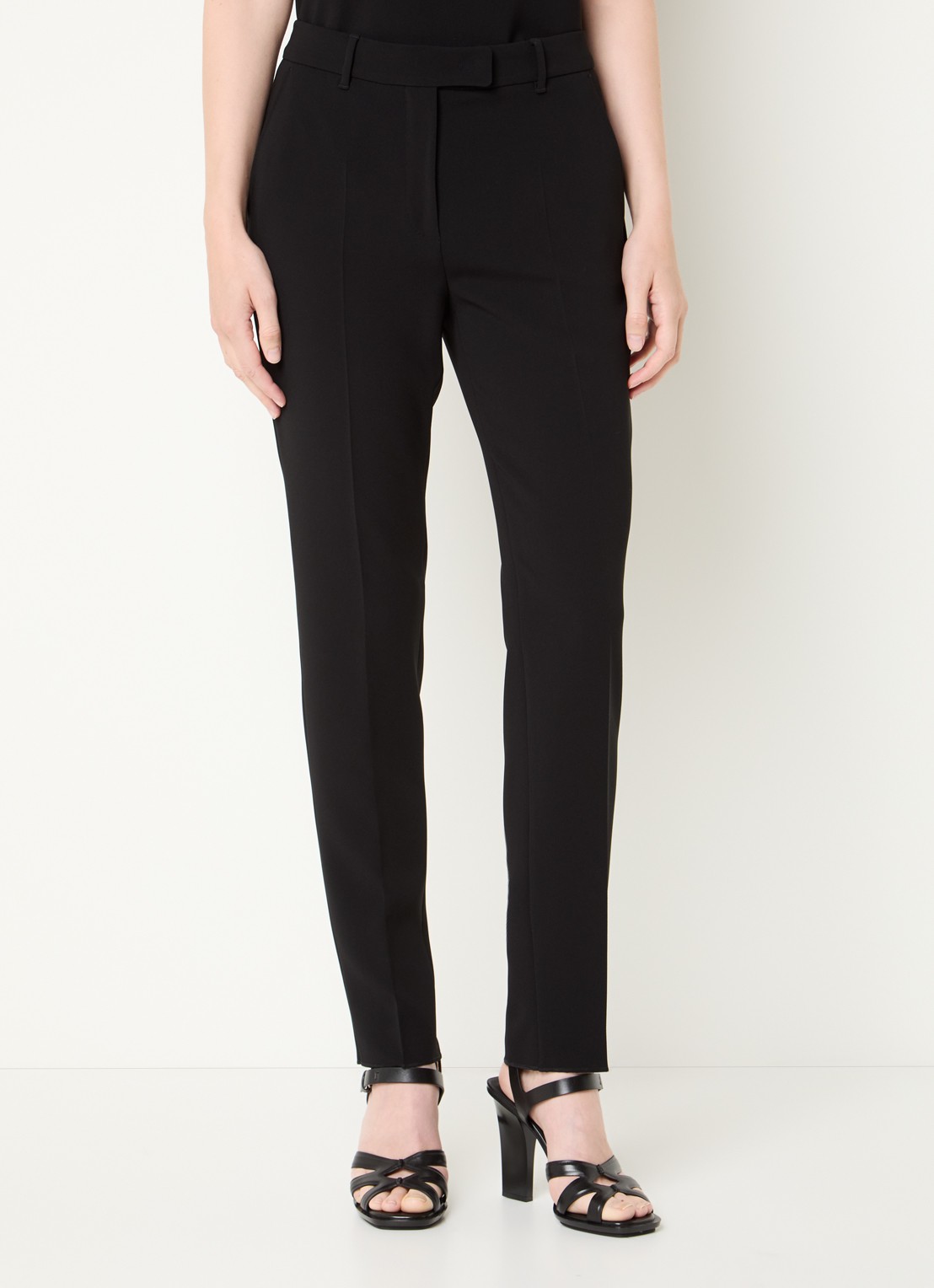 Max Mara Jerta high waist slim fit pantalon met steekzakken  - detail 4 zwart