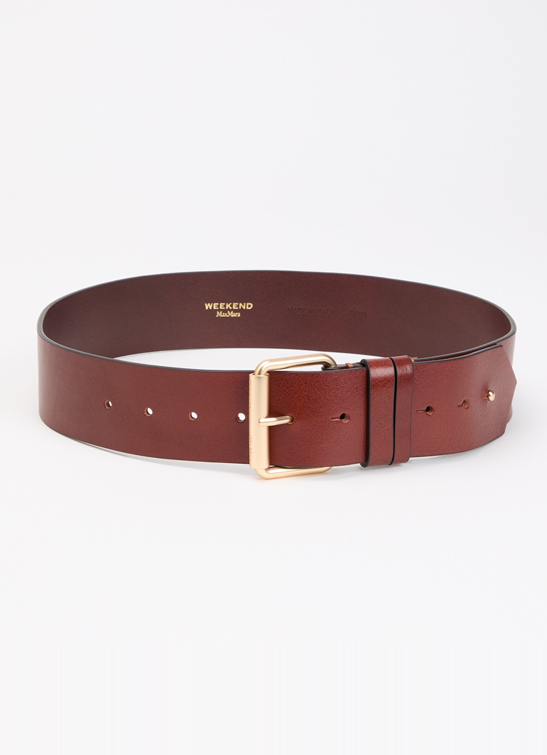 Max Mara Kacarnet riem van leer  - voorkant kastanjebruin