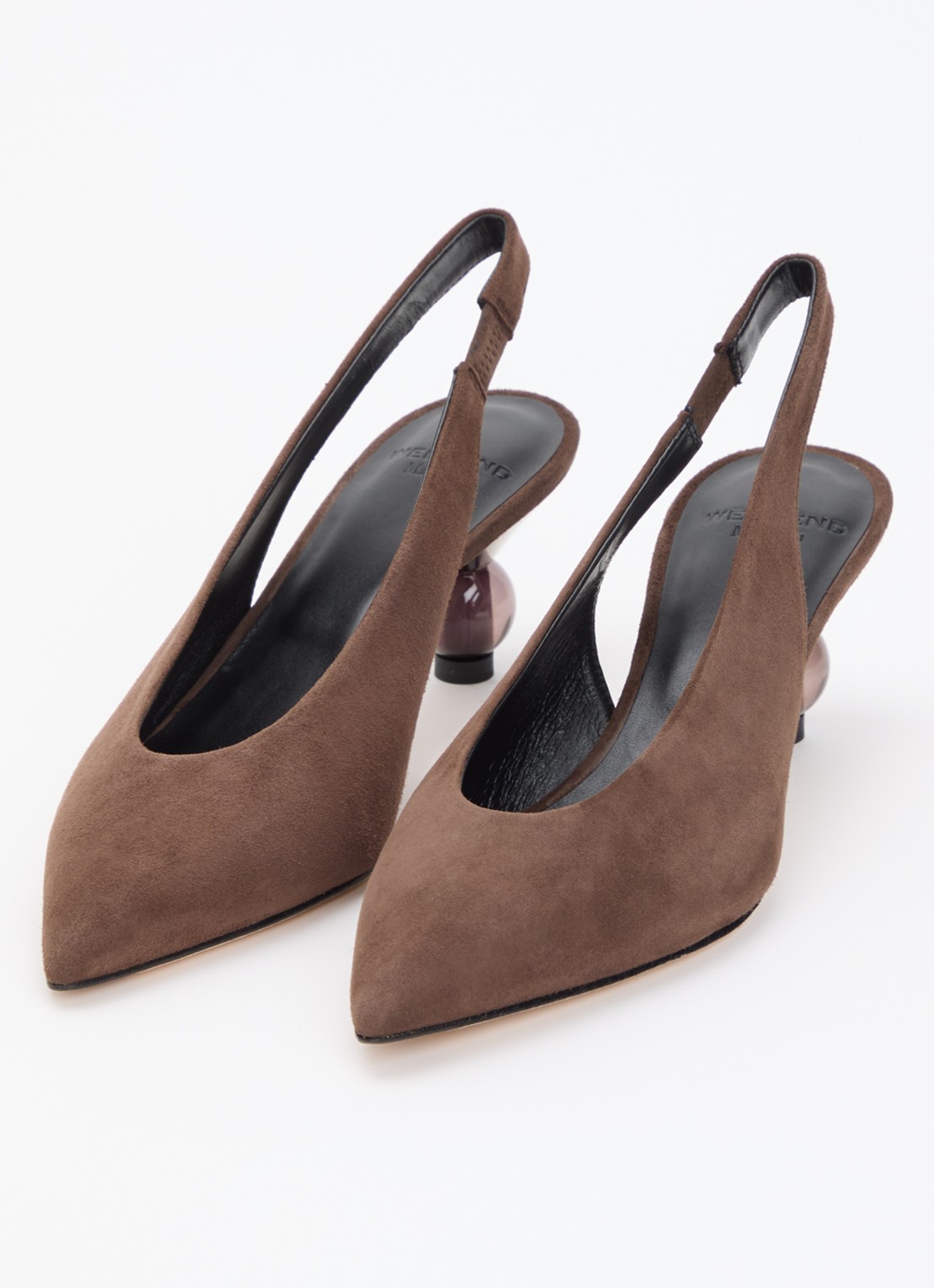 Max Mara Kaorma slingback van geitensuède - detail 2 chocoladebruin