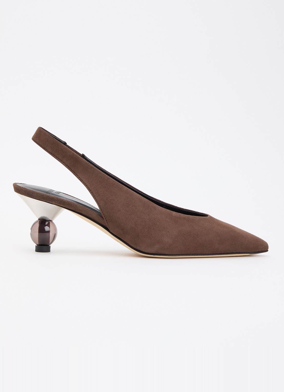 Max Mara Kaorma slingback van geitensuède - voorkant 5 chocoladebruin