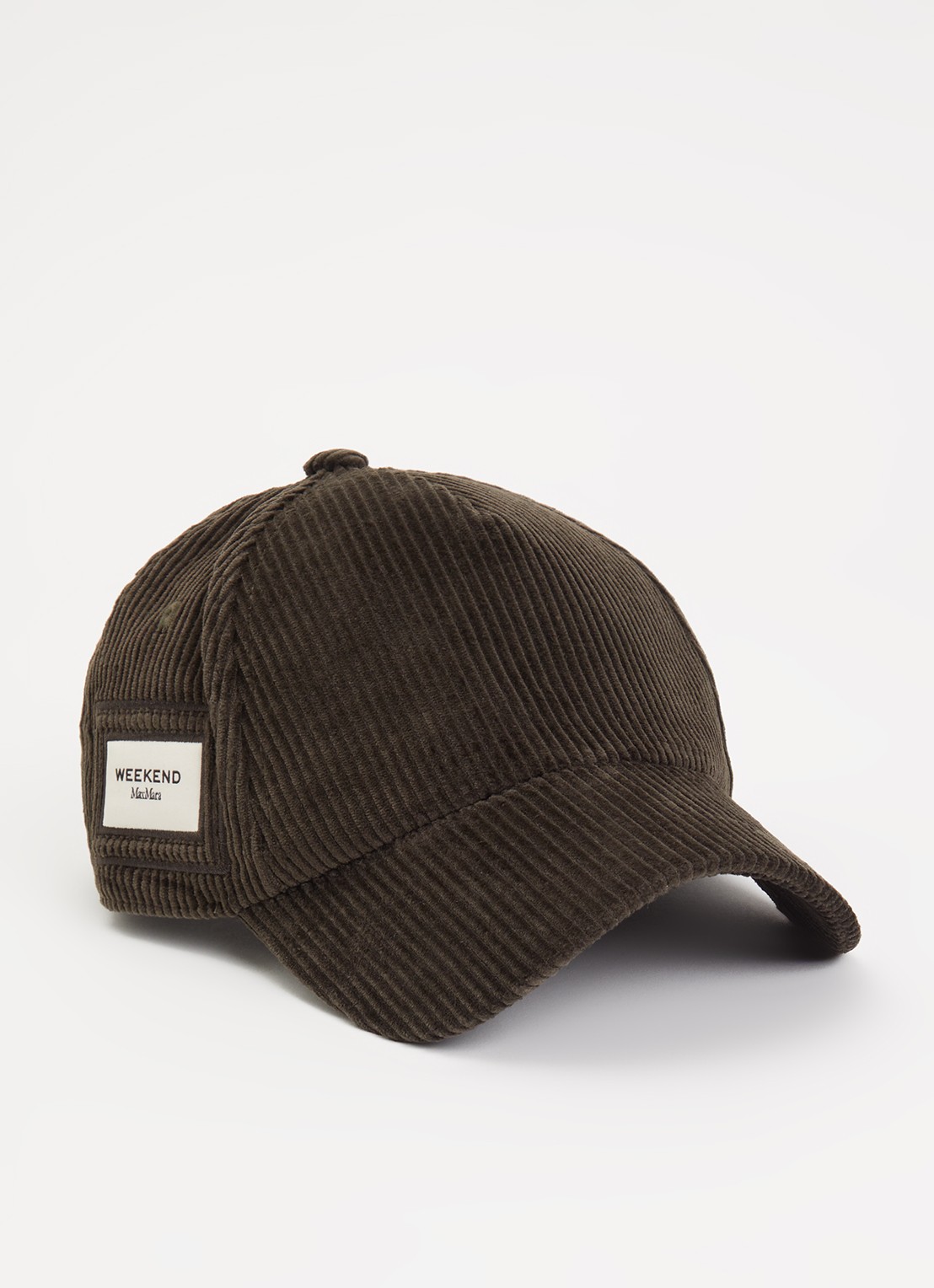 Max Mara Karagno pet van corduroy met logo - voorkant 2 bronsgroen