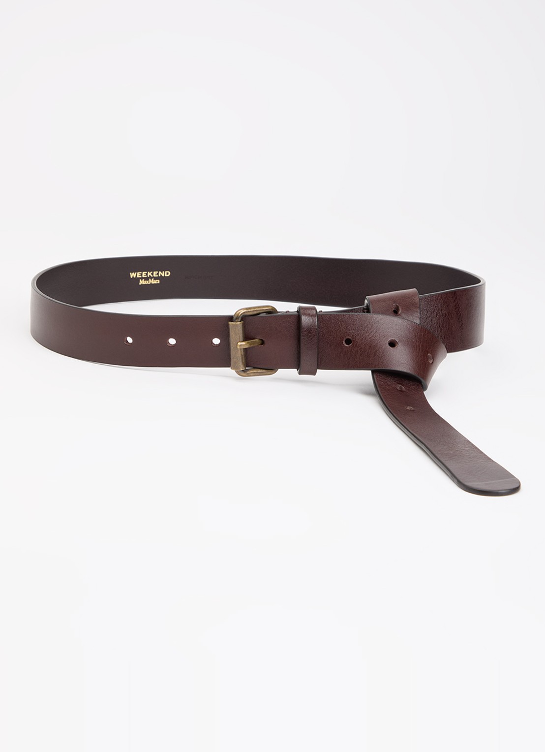 Max Mara Kasaiso riem van leer - voorkant donkerbruin