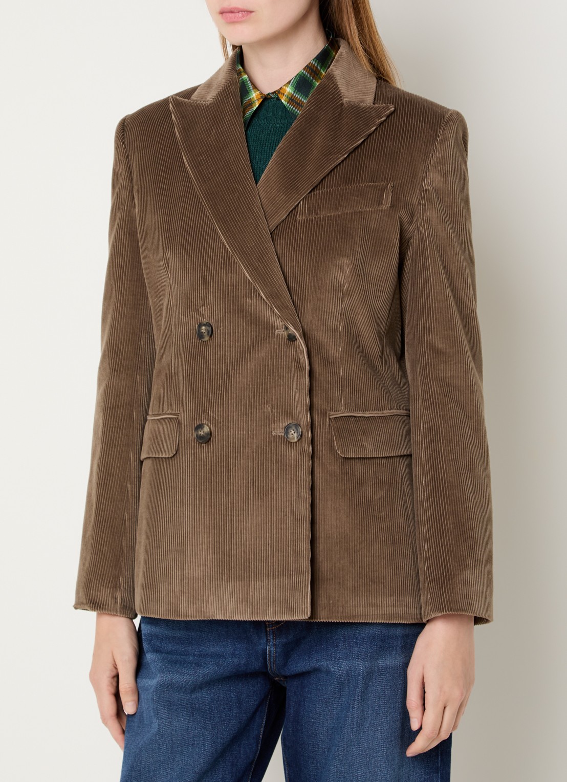 Max Mara Katanga double-breasted blazer van corduroy - detail 2 lichtbruin